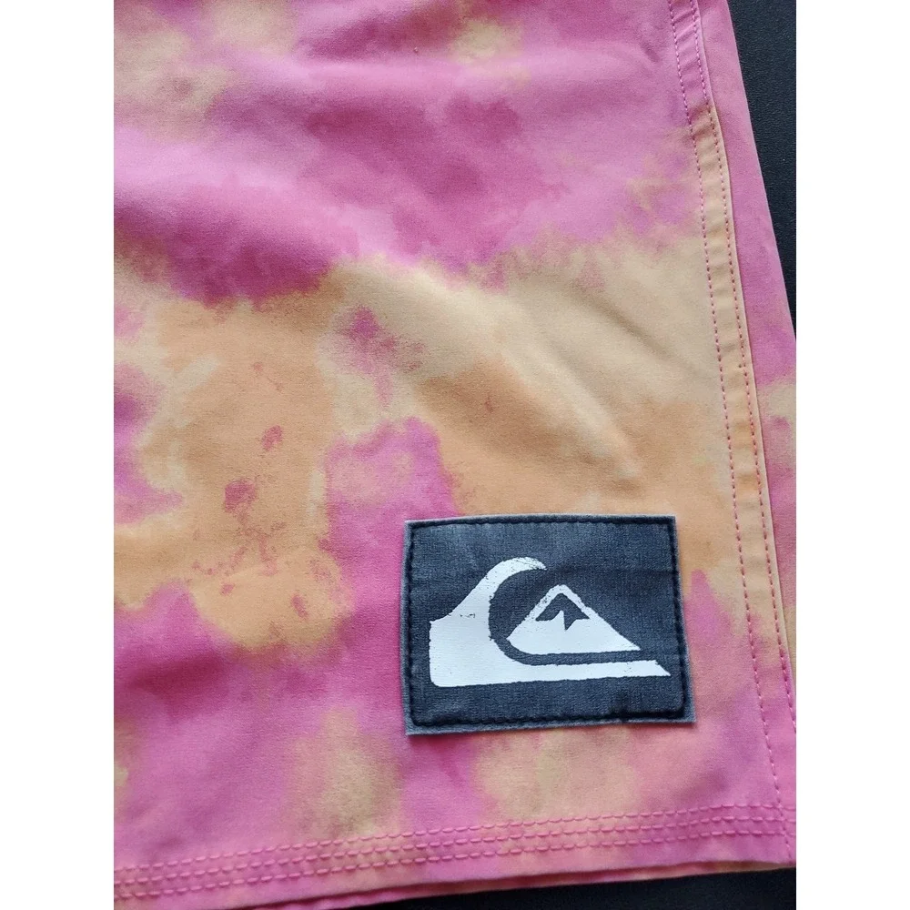 Quiksilver Highline Board Shorts Men's 38 Pink & Orange Drawstring Waist Pull-On